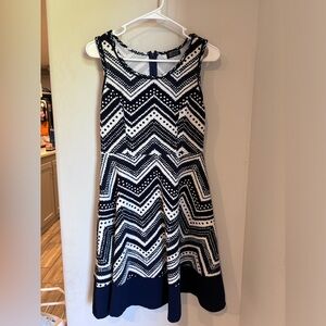 PAPERMOON Girtha Sleeveless Print Dress Navy Blue and White Medium